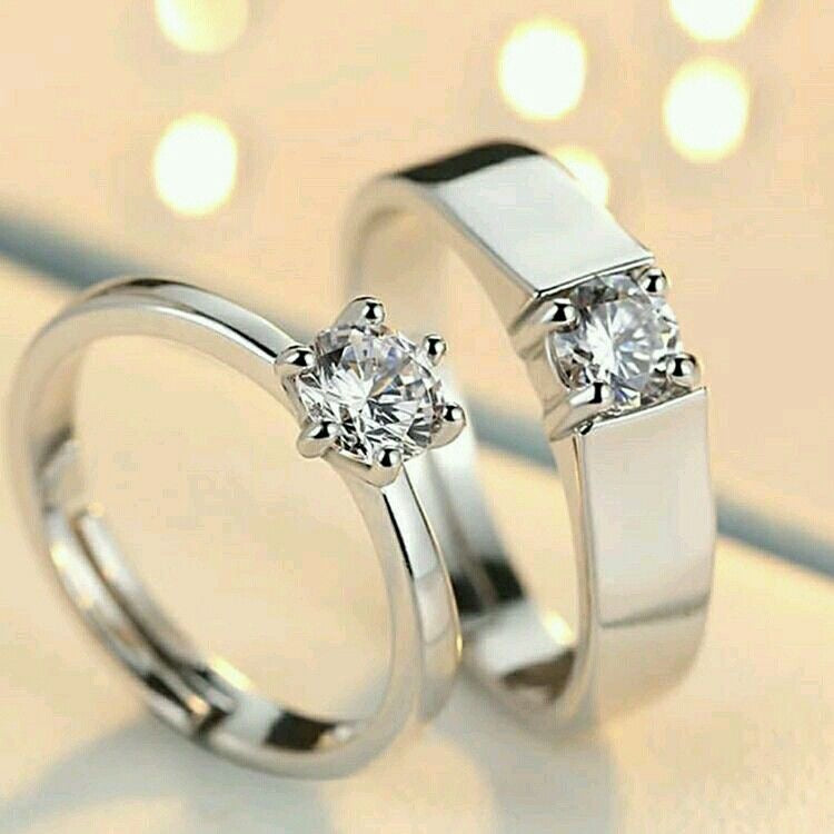 Classic Couple Rings For Men Women CZ Stone Trendy Wedding Lovers' Ring