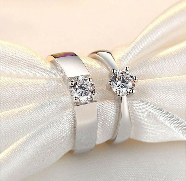 Classic Couple Rings For Men Women CZ Stone Trendy Wedding Lovers' Ring